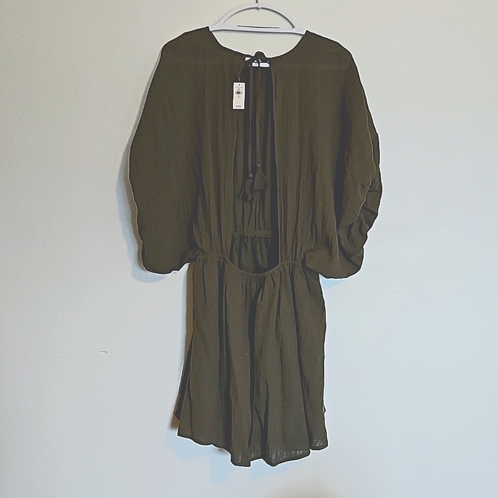 Aerie L Open Back Dress NWT Army Green - Picture 2 of 11